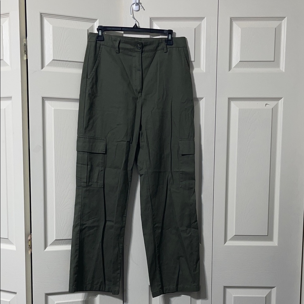 Sincerely Jules Wide-Leg Cargo Pants military green/ high rise.  #0509